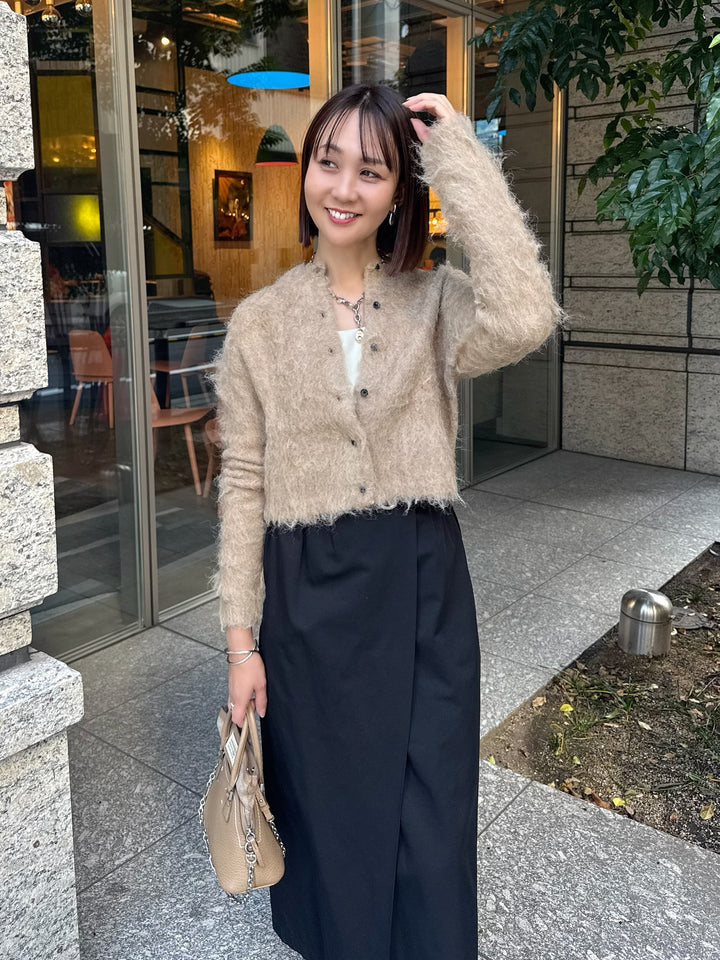 モヘアタッチクロップドカーディガン / ベージュ