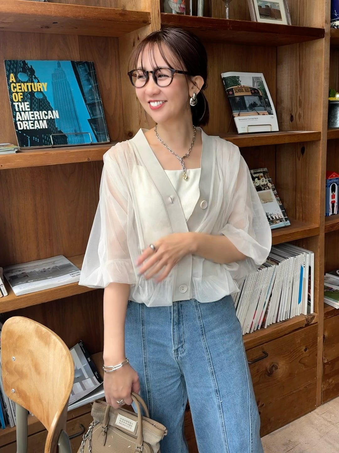 [新作300円OFF] 【予約】チュールシアーカーディガン / ベージュ(4月上旬発送予定)