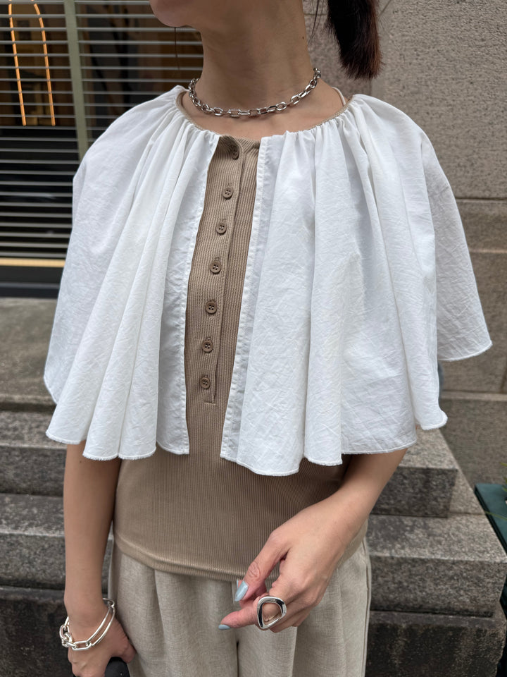 ケープドッキングリブトップス / ベージュ