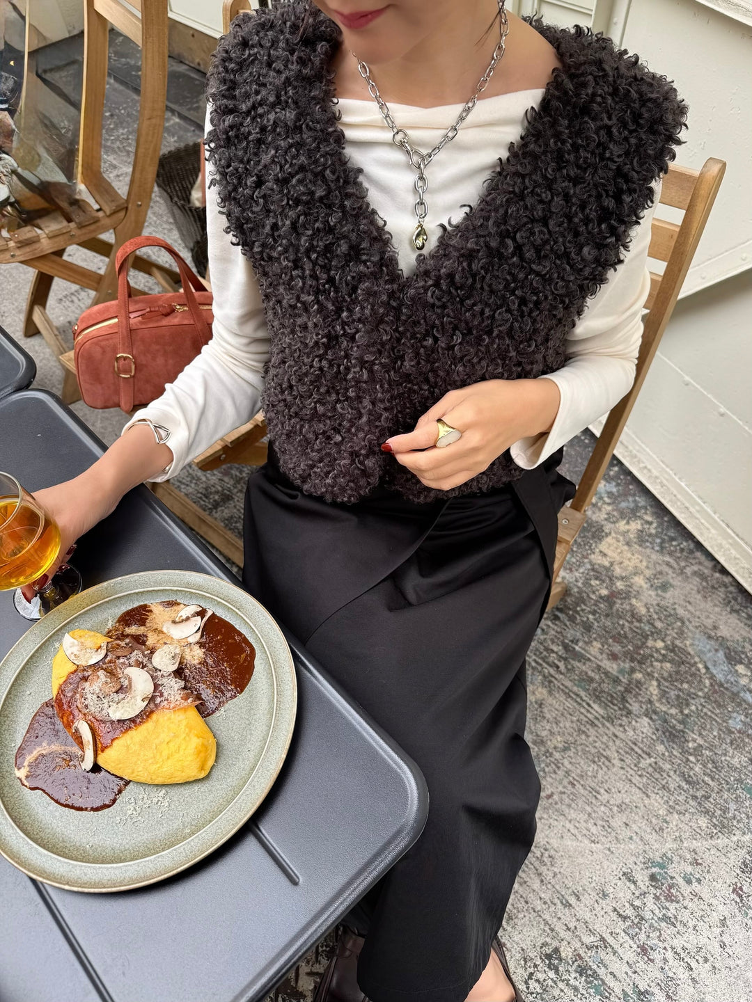 ベロアボートネックプルオーバー / アイボリー