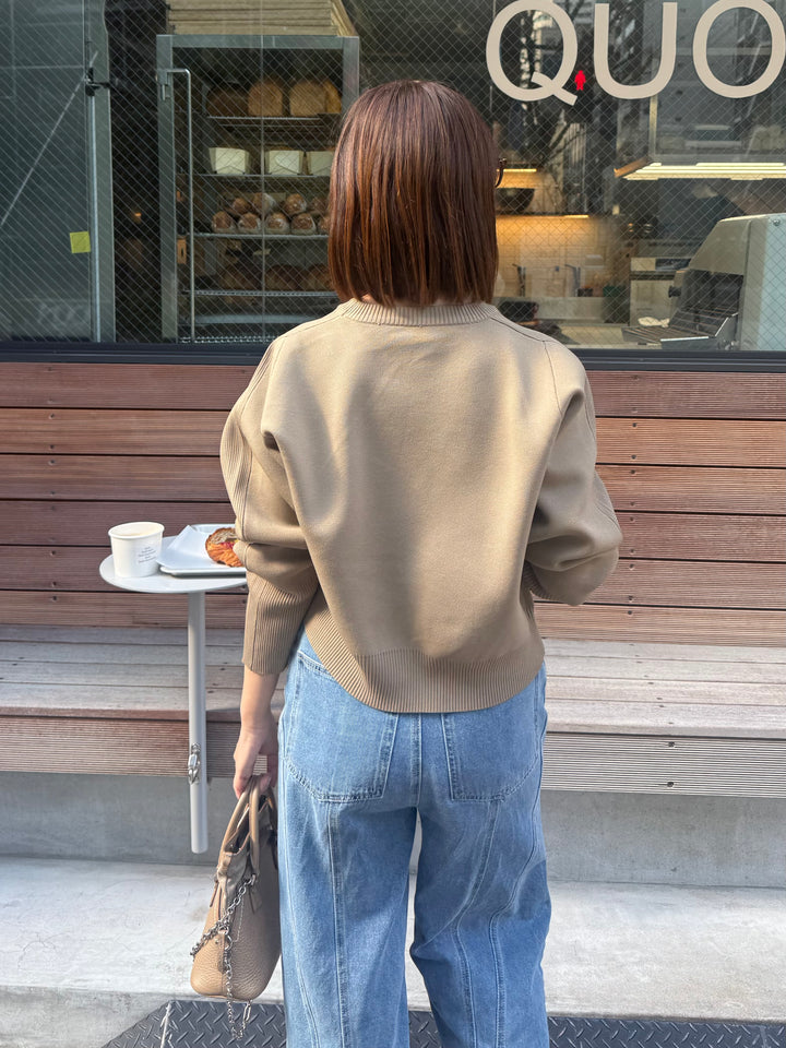 【予約】クロップド丈ダンボールニット / ベージュ(3月上旬発送予定)
