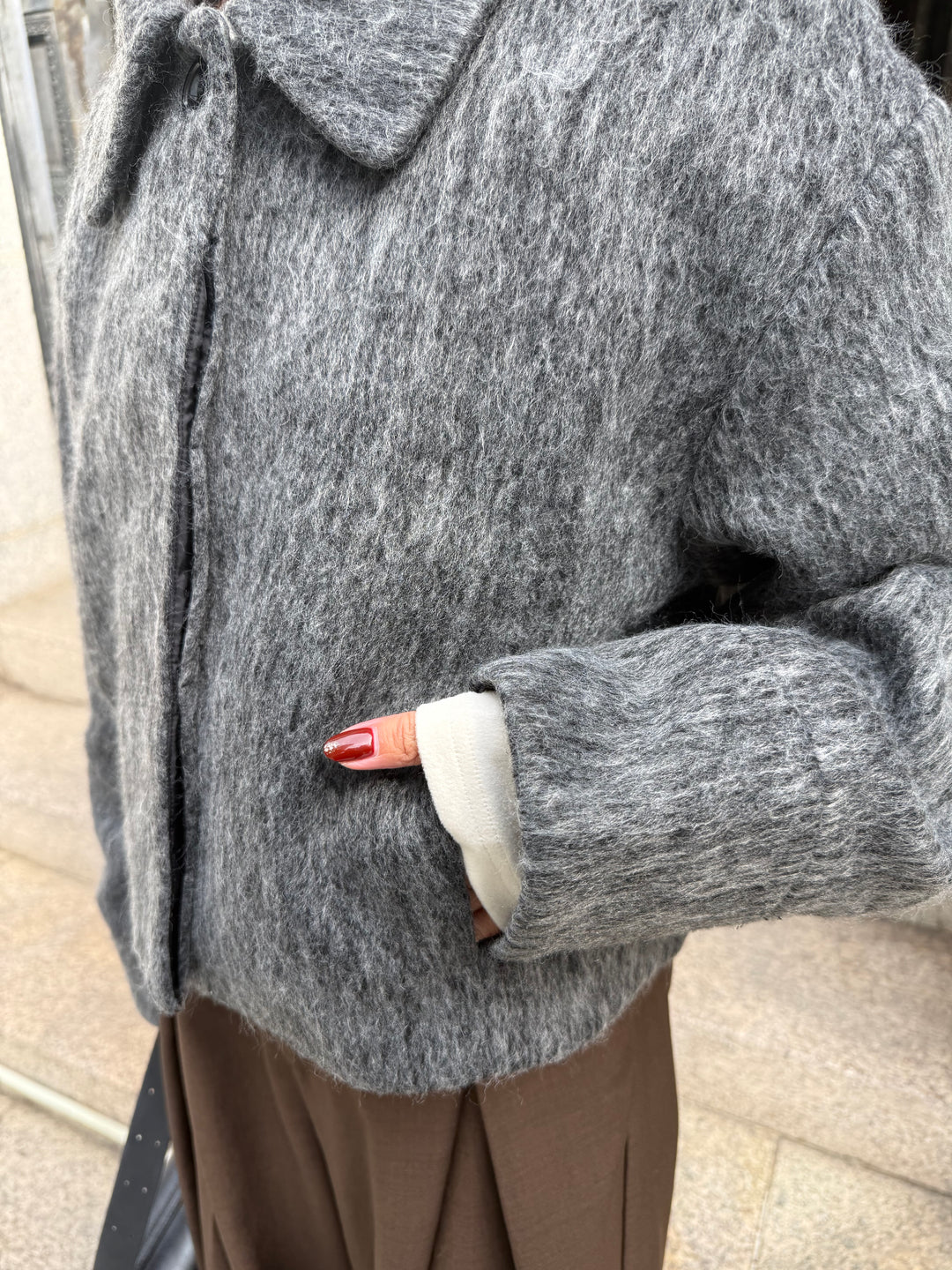 シャギーショートジャケット / グレー