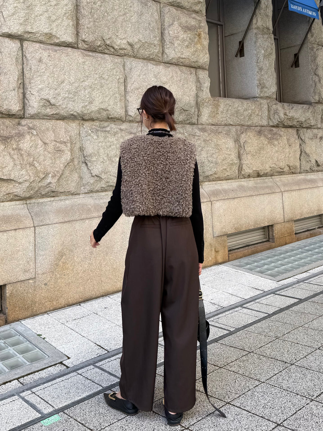 【新作300円OFF】ツイルタックコクーンパンツ / ブラウン