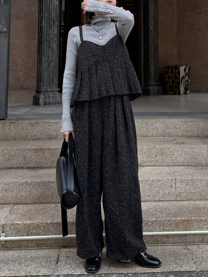 【予約】サマーツイードタックパンツ / ブラック(2月中旬頃発送予定)