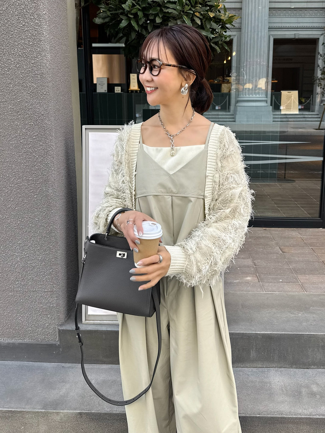 ウォッシャブルフェイクレザーキャミソール / エクリュ