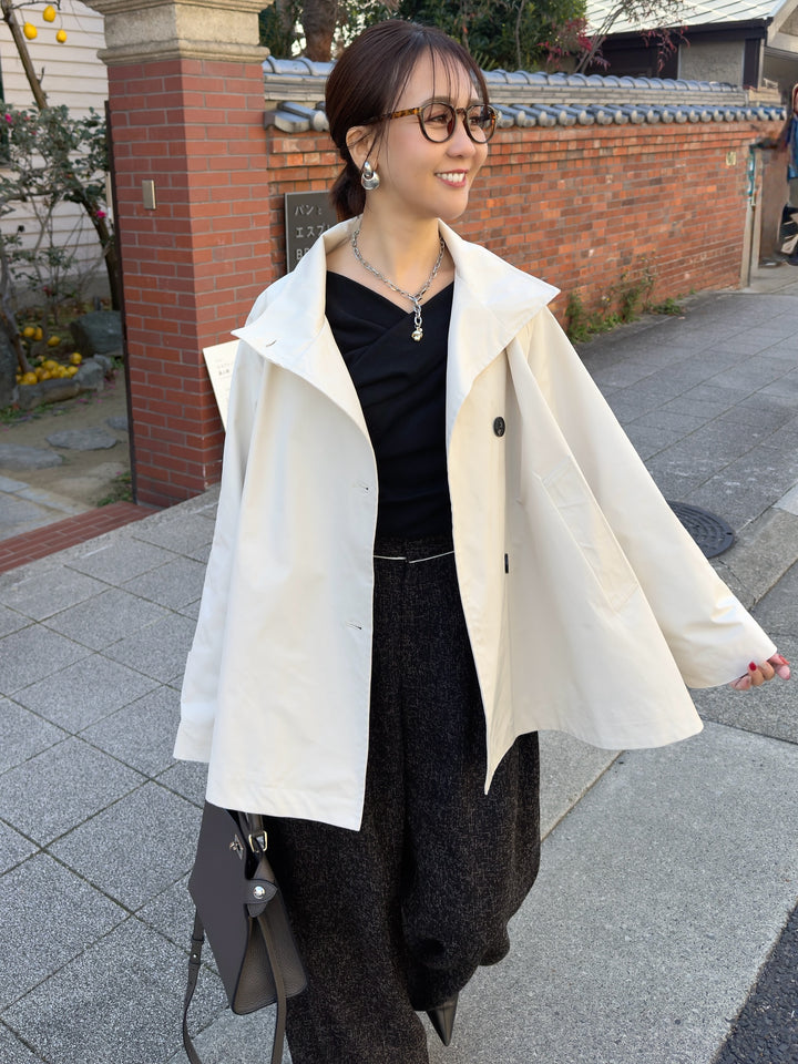 スタンドカラーミドルコート / オフホワイト