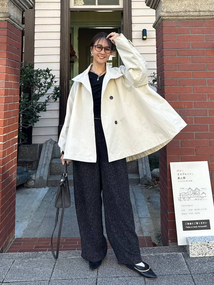 スタンドカラーミドルコート / オフホワイト