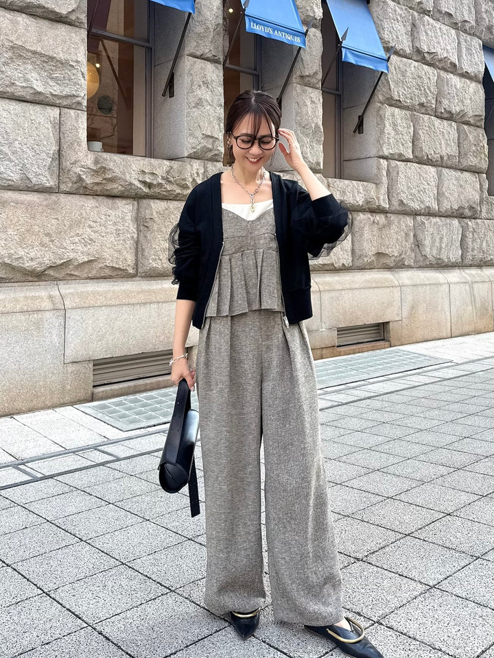 袖チュールカーディガン / ブラック