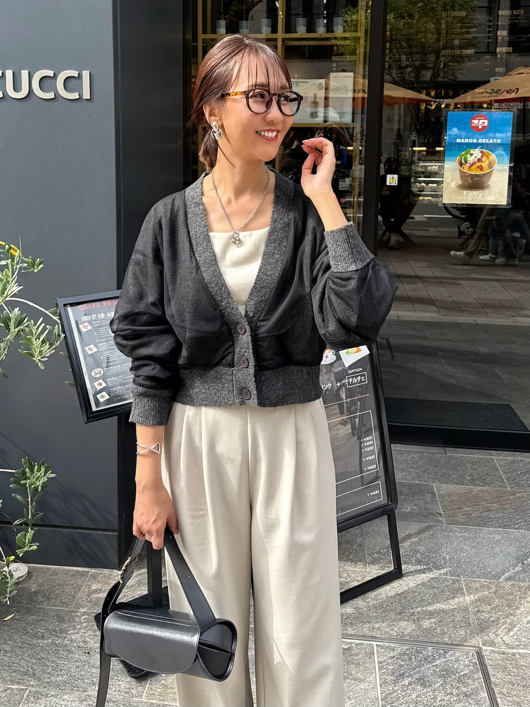 チュールニットカーディガン / ブラック