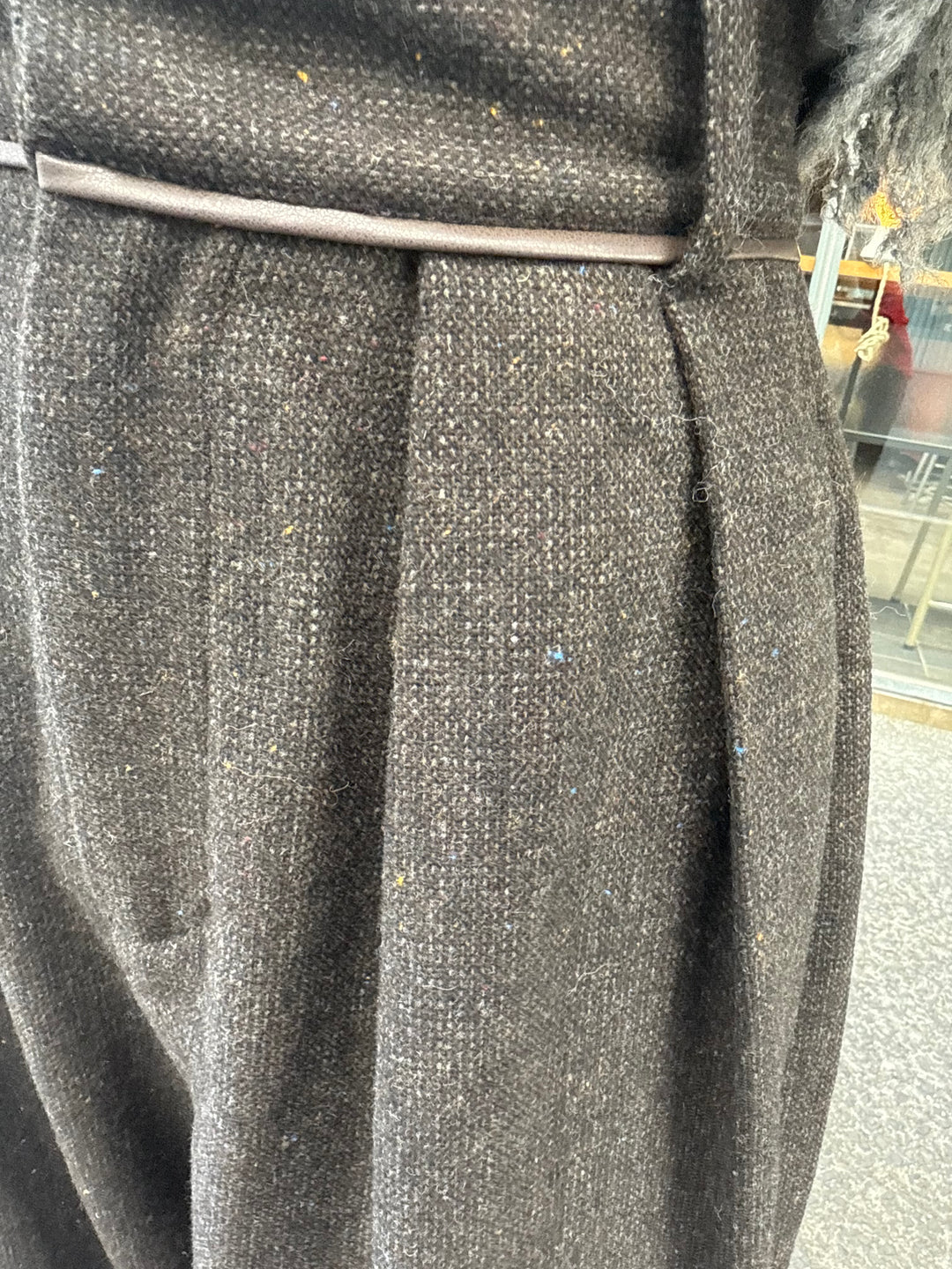 ツイードパイピングパンツ／ブラック