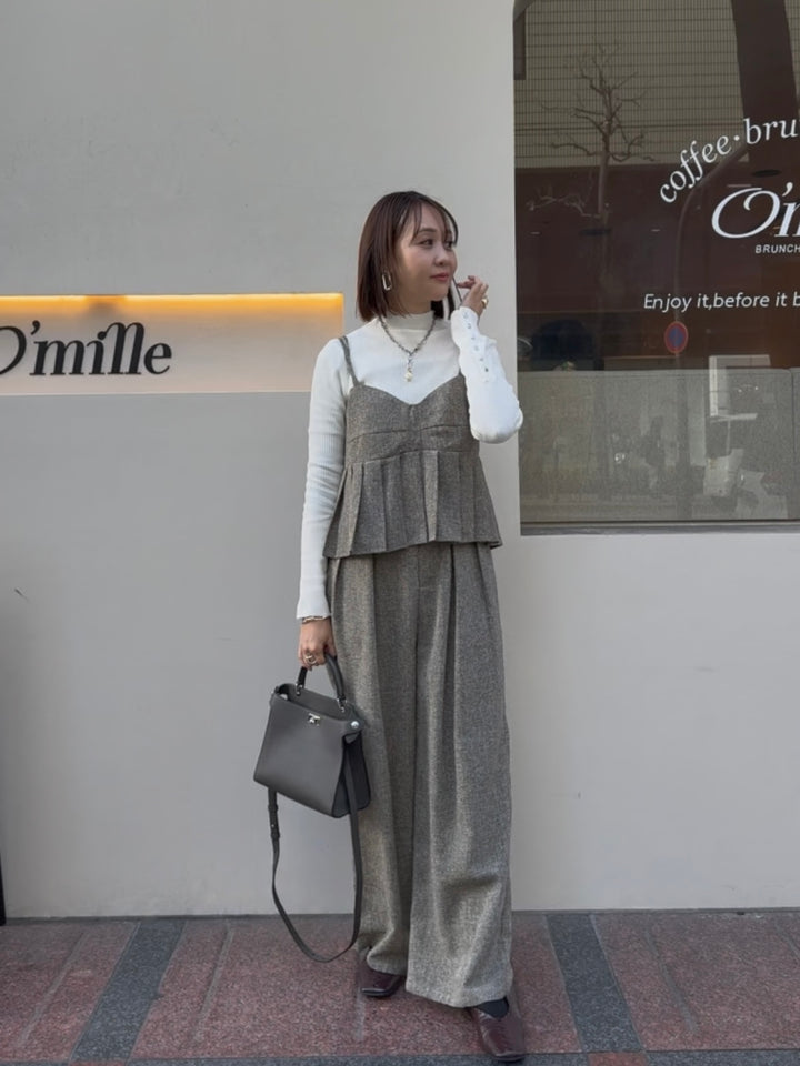 袖ボタンハイネックニット / アイボリー