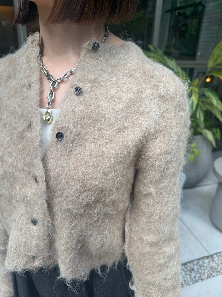 モヘアタッチクロップドカーディガン / ベージュ