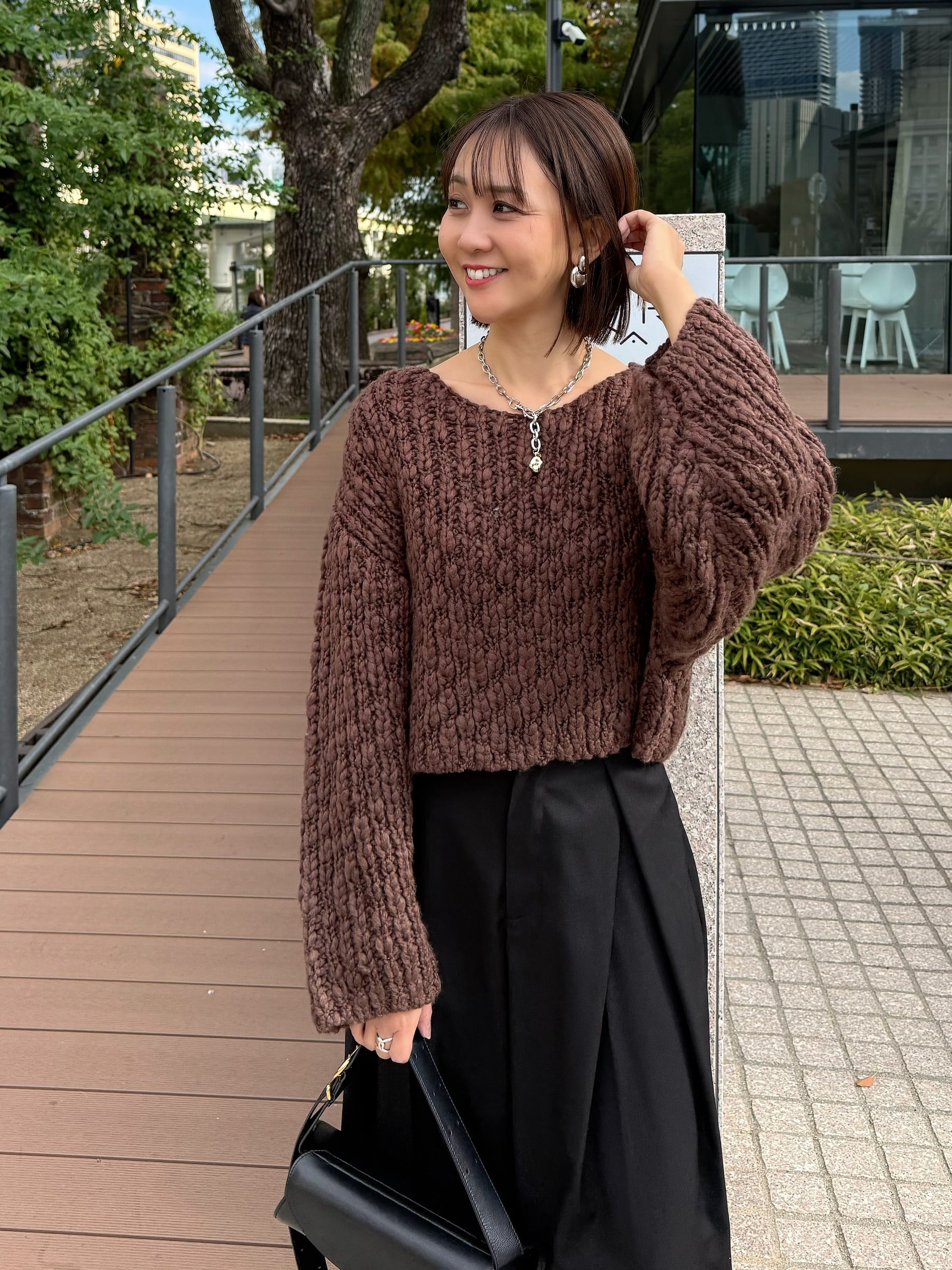 PATOU ブラウン クロップドニットセーター　タグ付き PATOU ブラウン クロップドニットセーター タグ付き