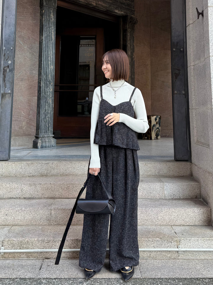 【予約】[SET] サマーツイードプリーツキャミ / ブラック + サマーツイードタックパンツ / ブラック(2月中旬頃発送予定)