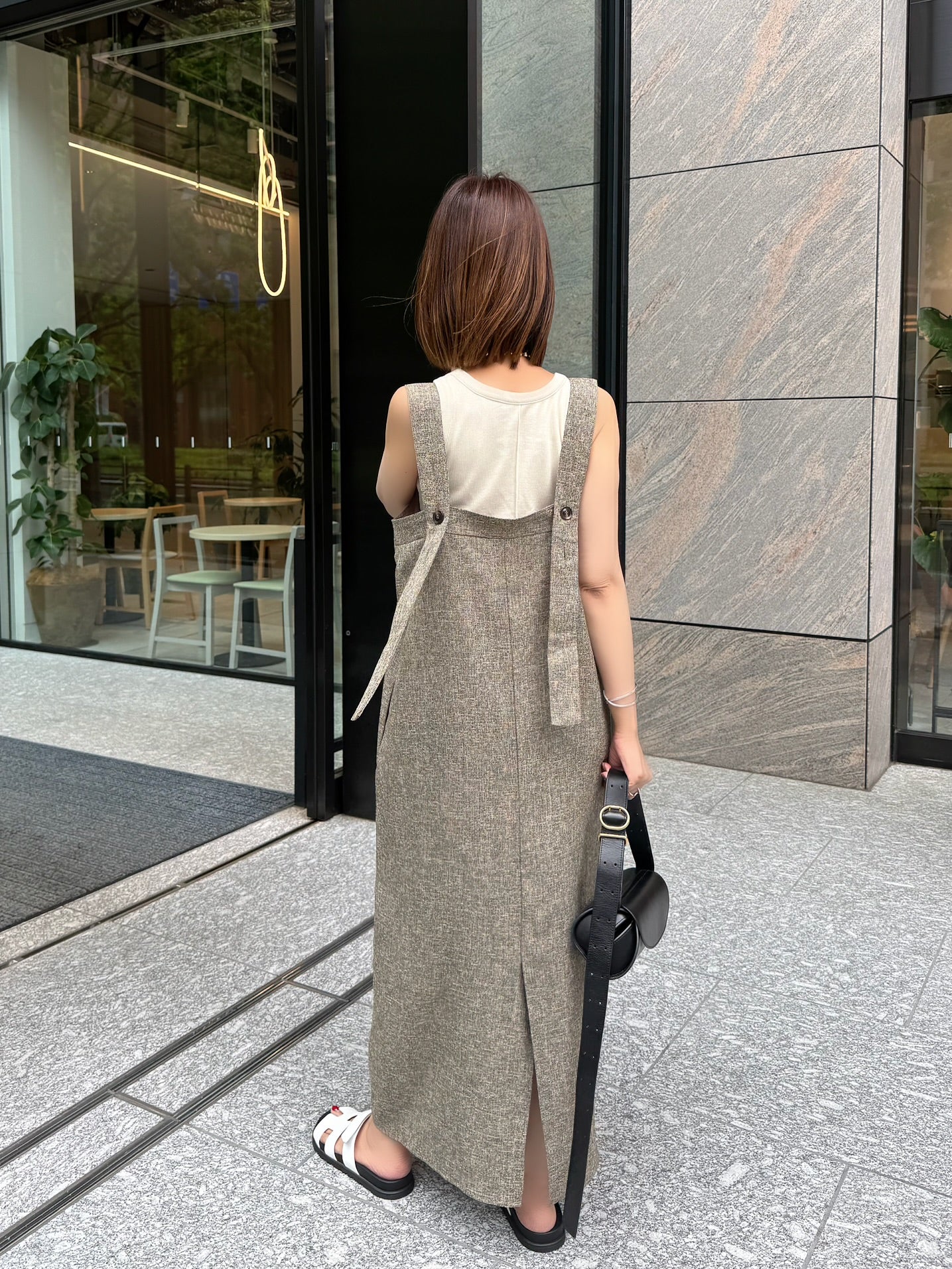 ミックスツイード2WAYワンピース / ブラウン – fosie