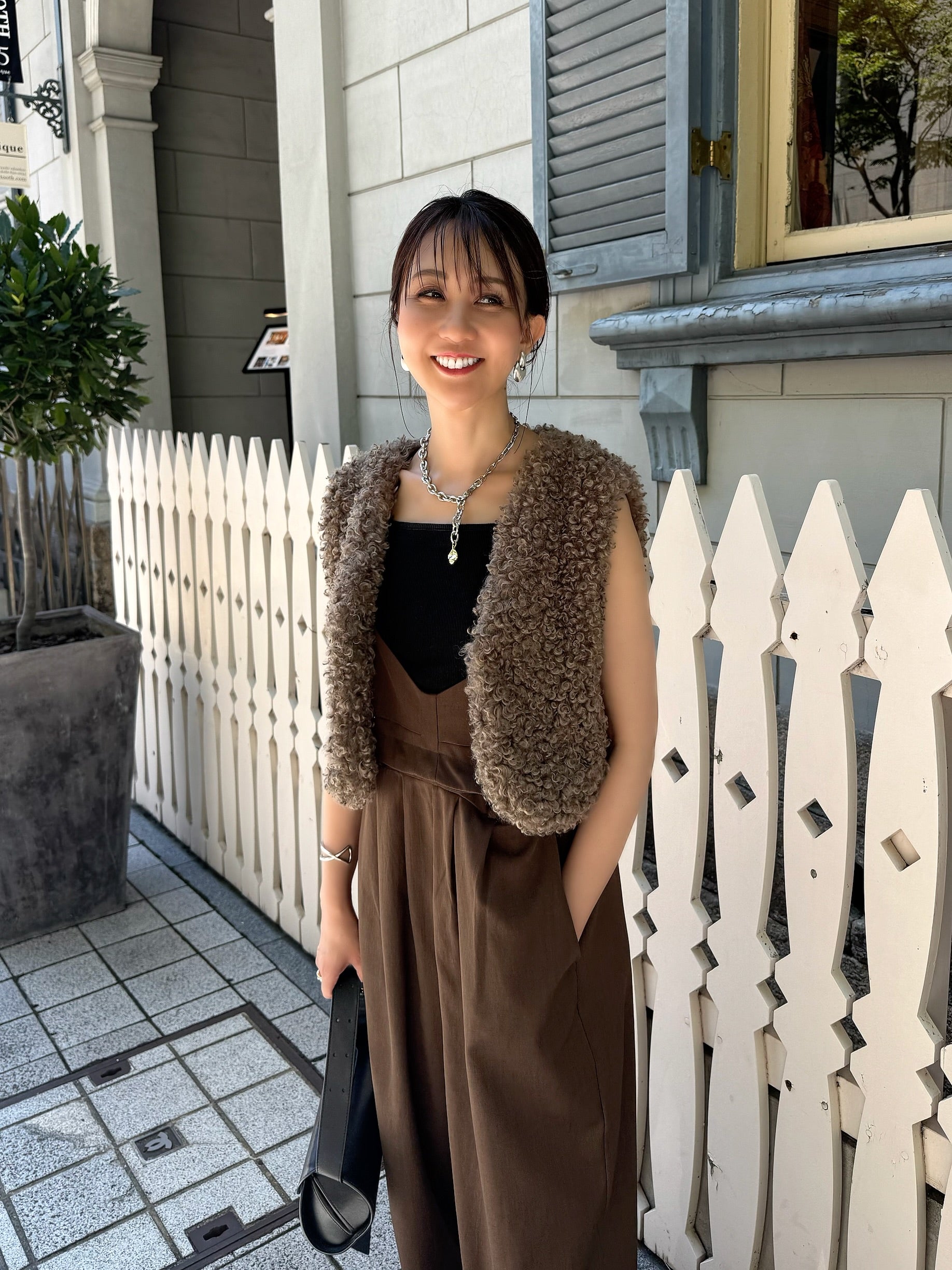 SET]プードルジレ / ブラウン + 2WAYビスチェサロペット / ブラウン