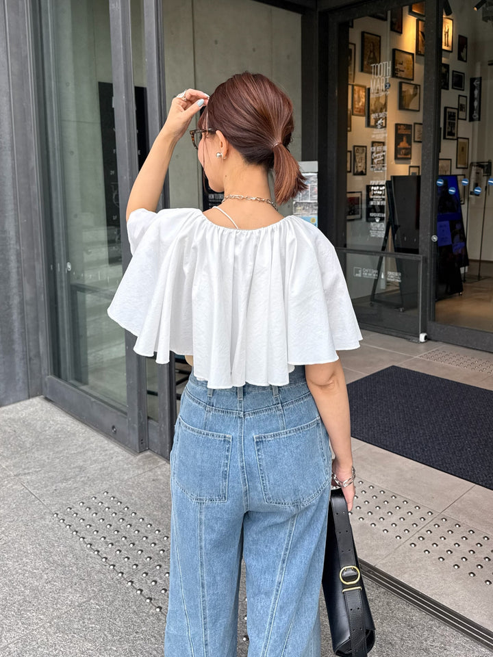 ケープドッキングリブトップス / ベージュ