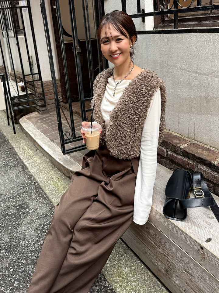 ベロアボートネックプルオーバー / アイボリー