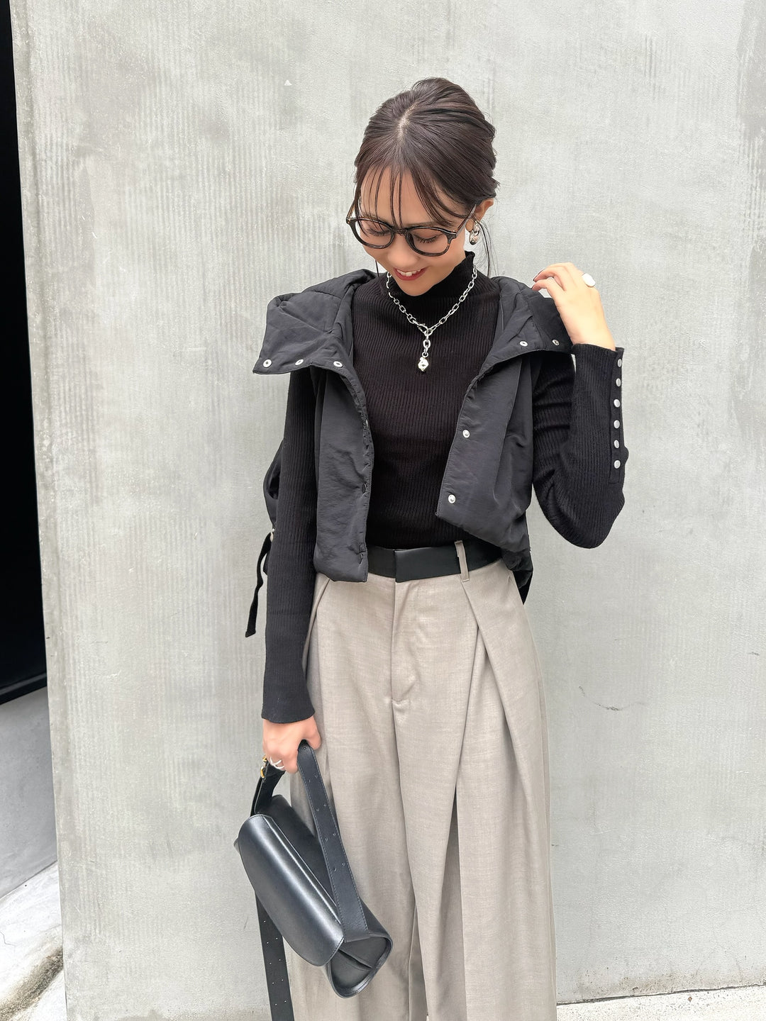 中綿フードベスト / ブラック