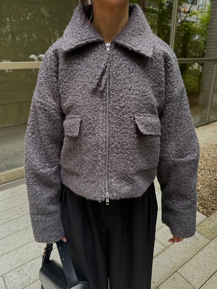ループツイードショートジャケット / グレー