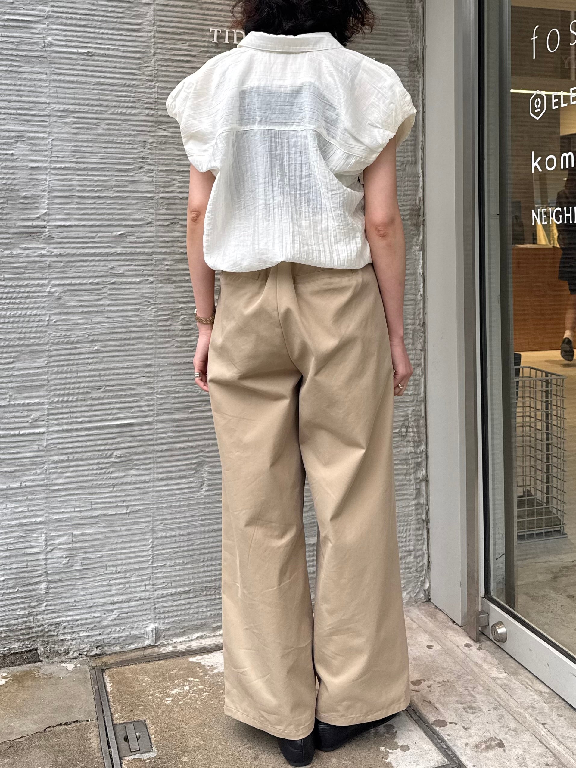 予約】ツイルタックワイドパンツ / ベージュ(6月上旬発送予定) – fosie