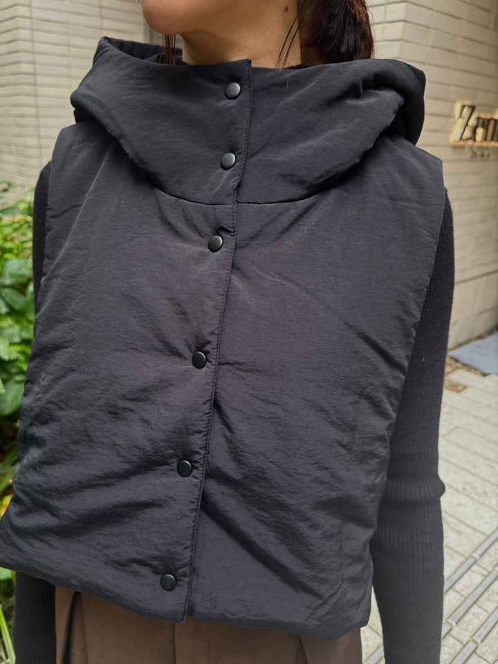 中綿フードベスト / ブラック