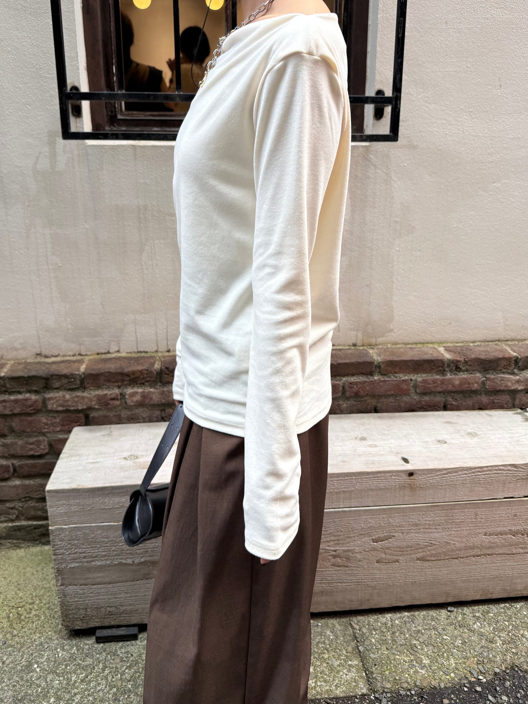 ベロアボートネックプルオーバー / アイボリー