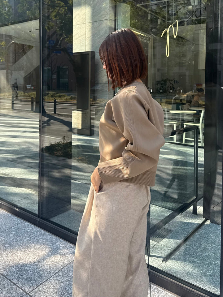 【予約】クロップド丈ダンボールニット / ベージュ(3月上旬発送予定)