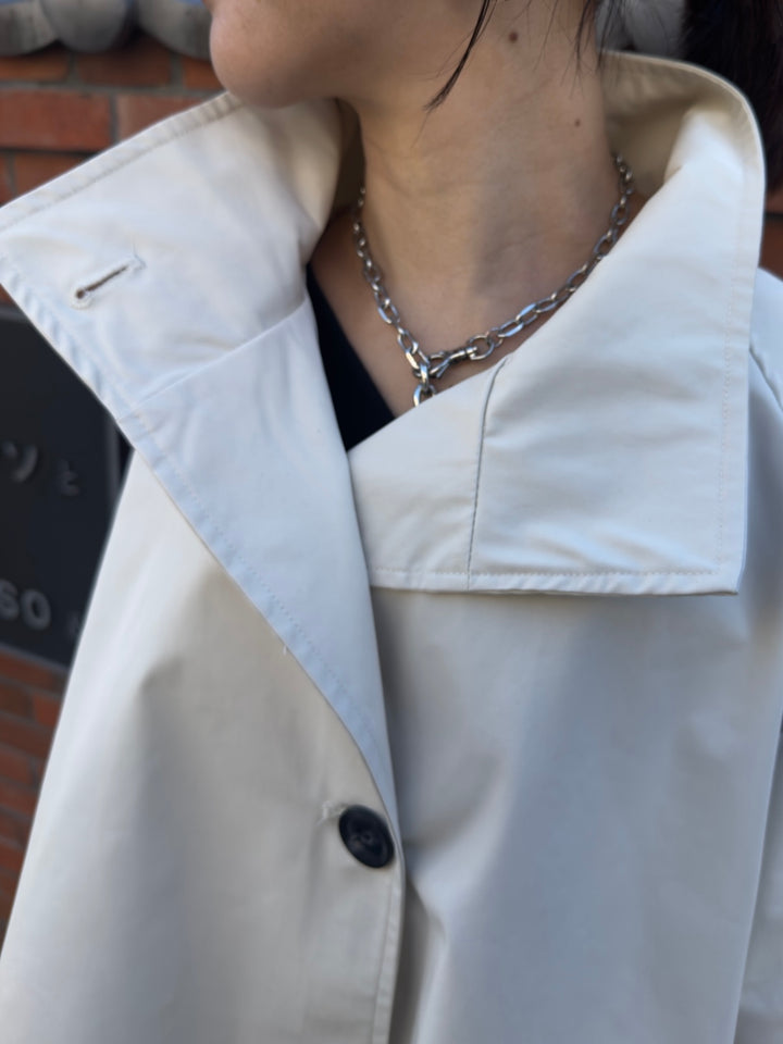 スタンドカラーミドルコート / オフホワイト