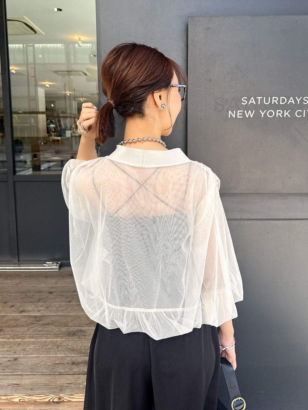 [新作300円OFF] 【予約】チュールシアーカーディガン / ベージュ(4月上旬発送予定)