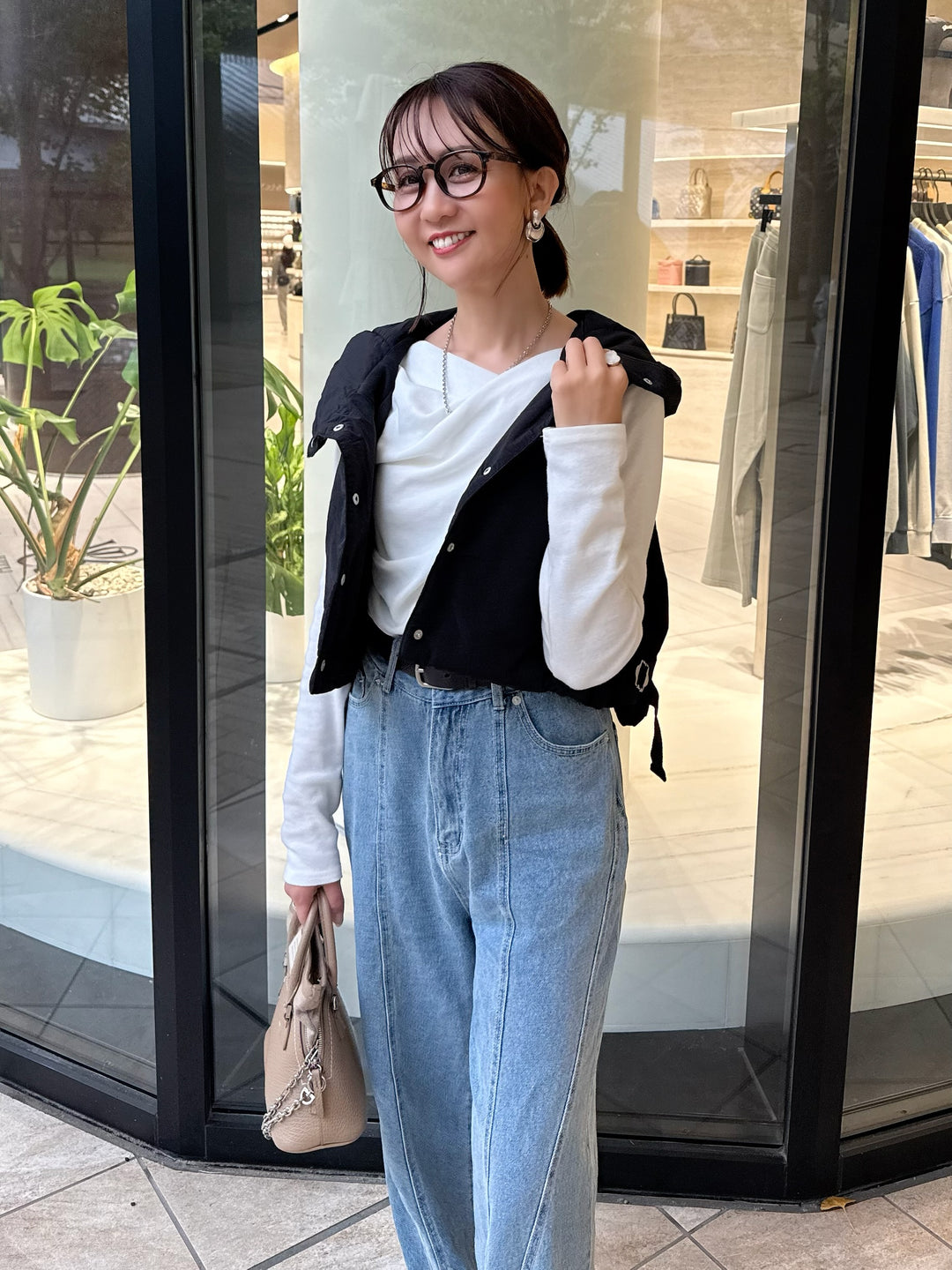 中綿フードベスト / ブラック