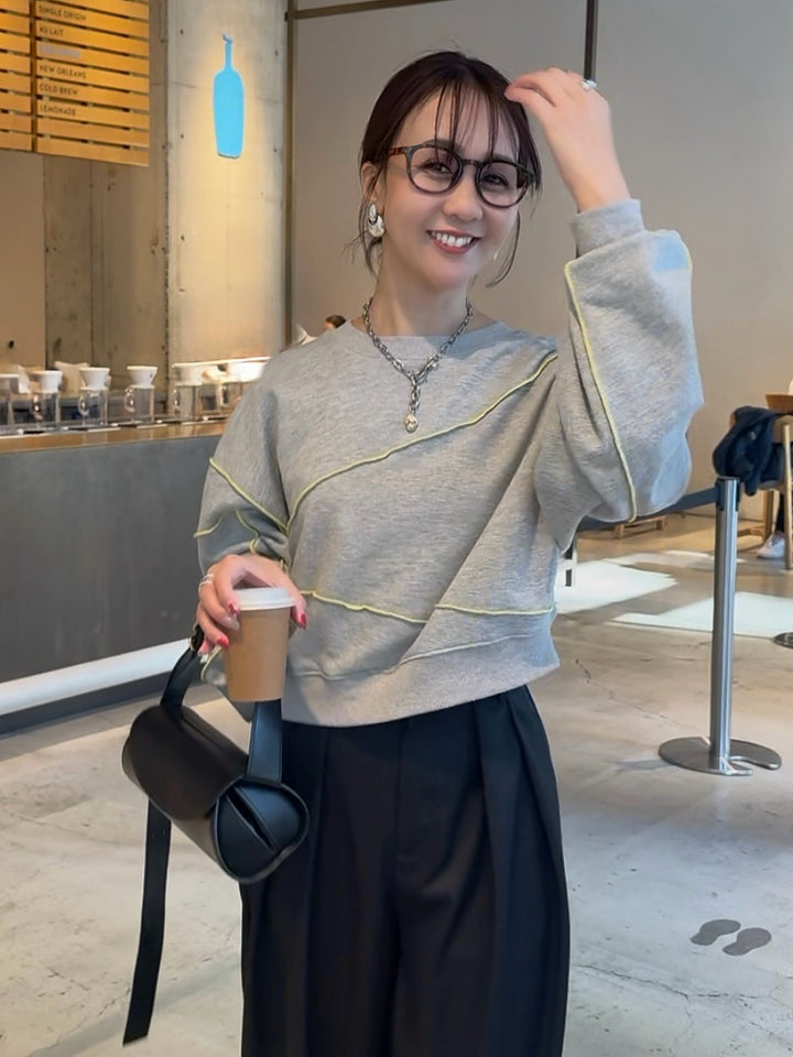 【予約】配色メロープルオーバー／グレー(2月下旬発送予定)