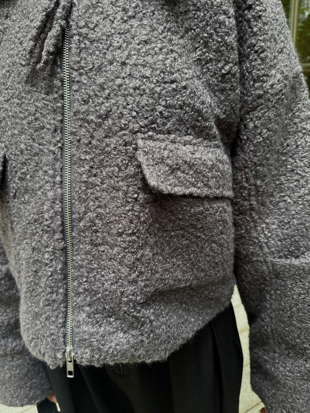 ループツイードショートジャケット / グレー