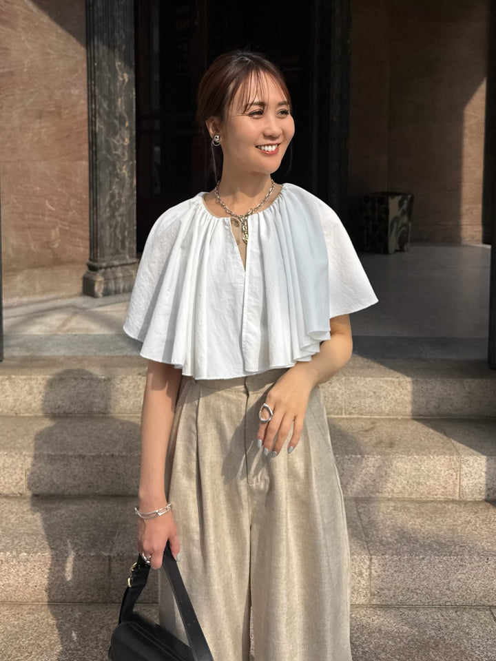 ケープドッキングリブトップス / ベージュ