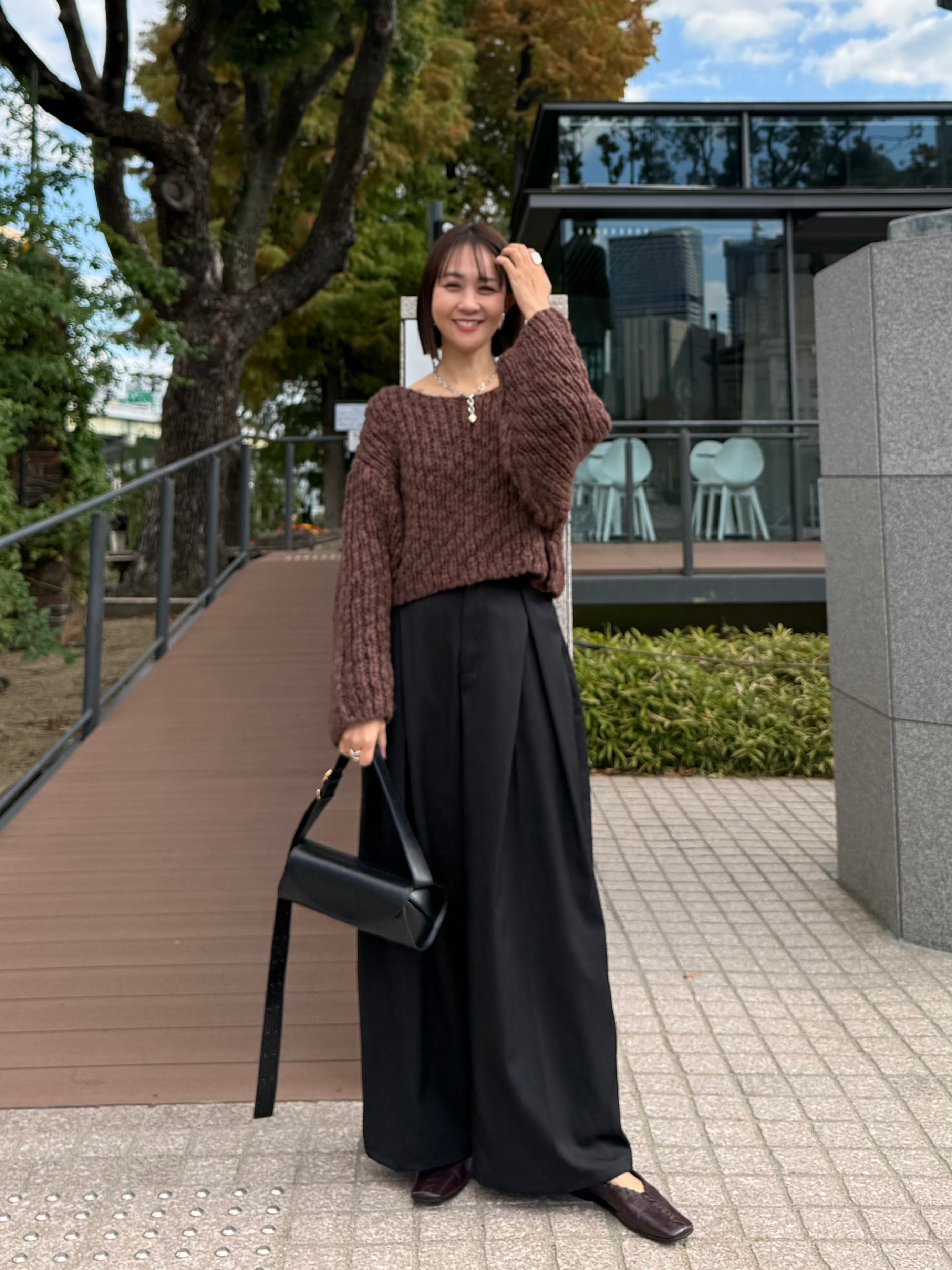 チャンキークロップドニット / ブラウン – fosie