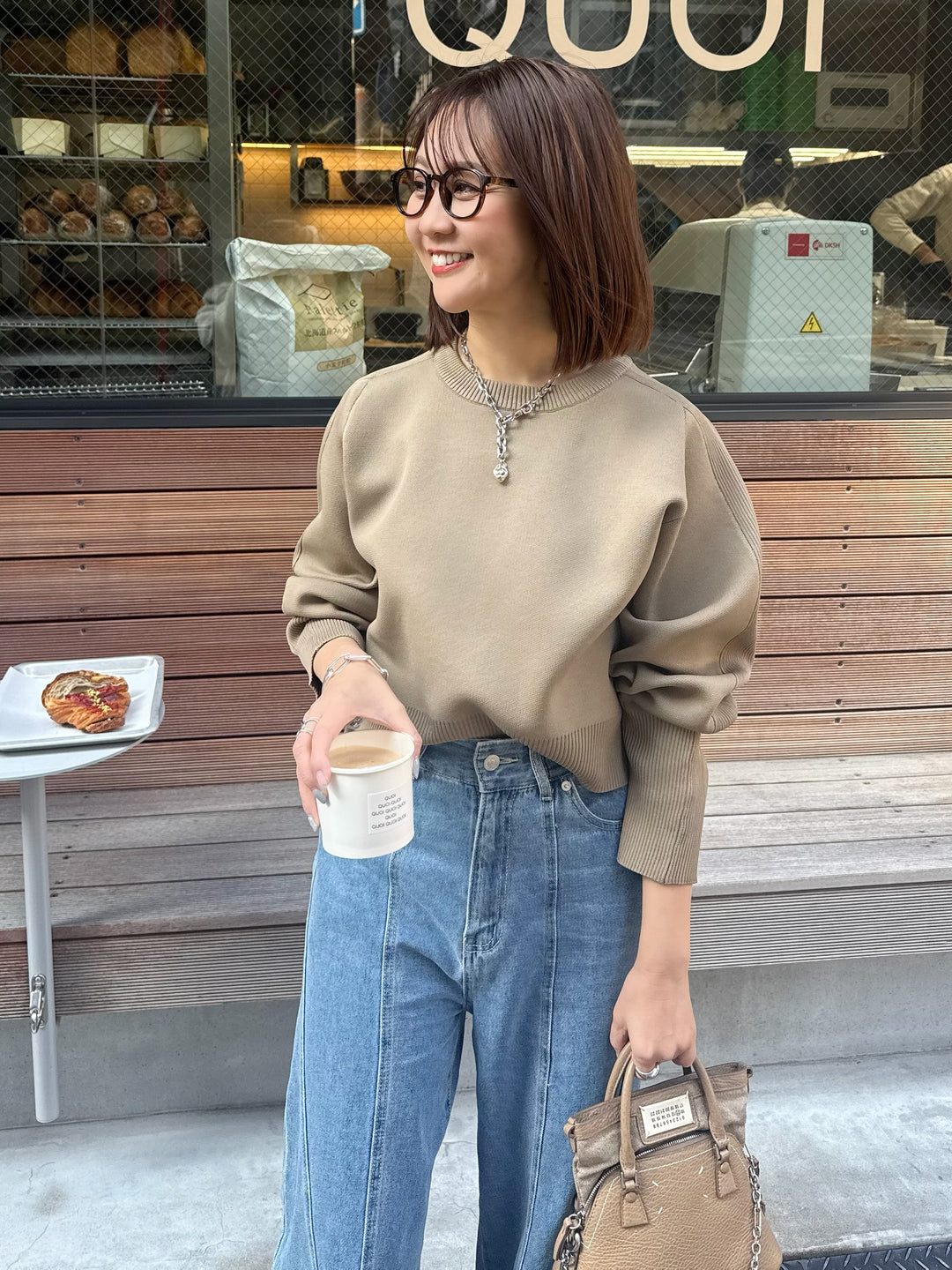 【予約】クロップド丈ダンボールニット / ベージュ(3月上旬発送予定)