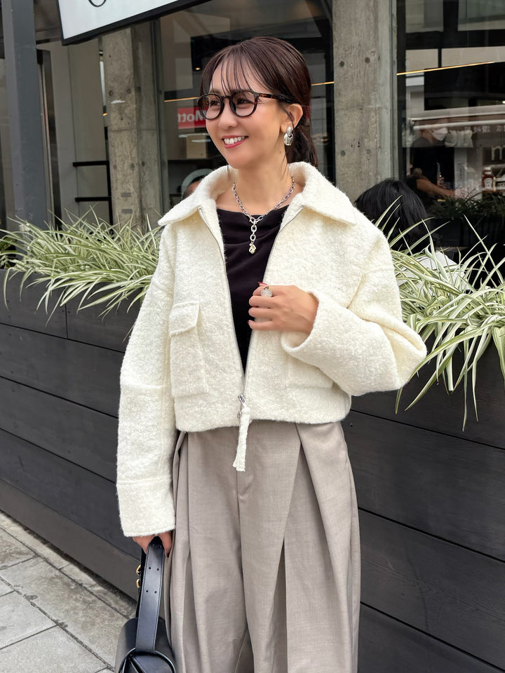 ループツイードショートジャケット / アイボリー