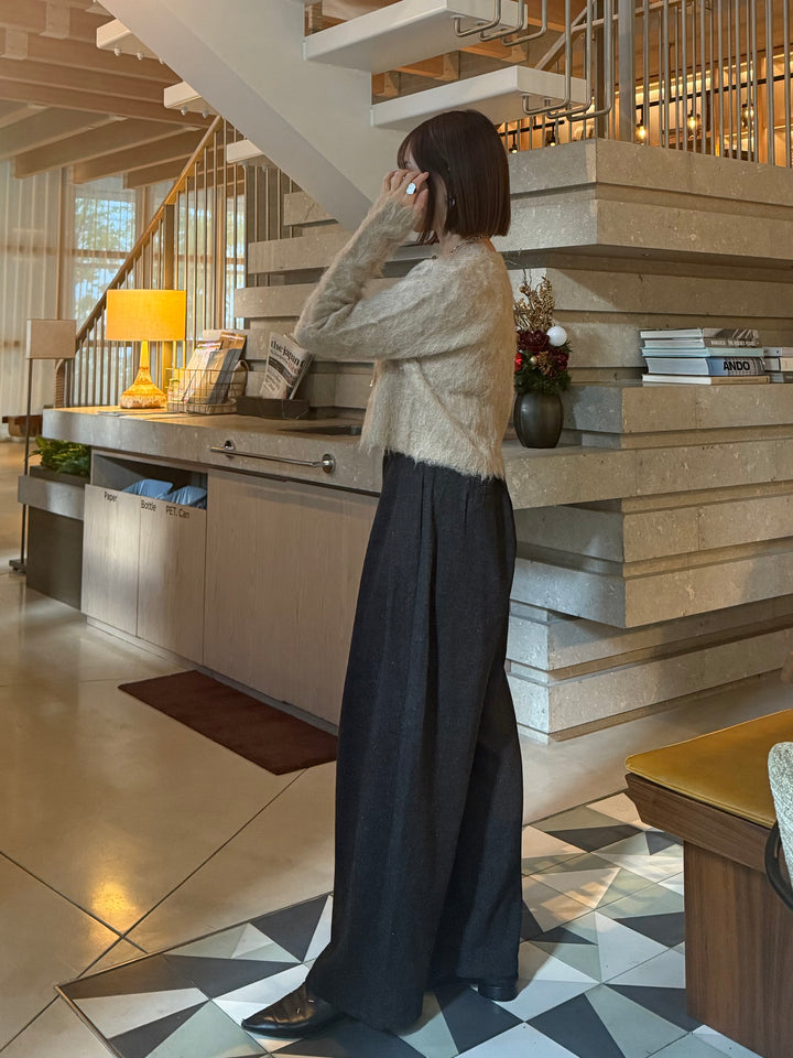 モヘアタッチクロップドカーディガン / ベージュ