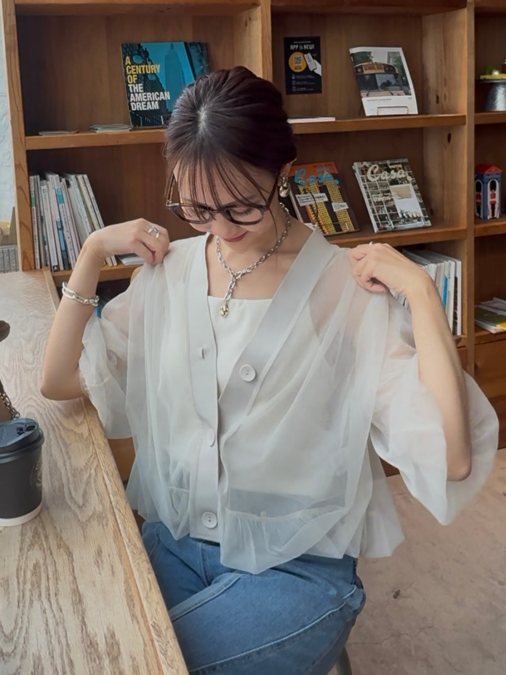 [新作300円OFF] 【予約】チュールシアーカーディガン / ベージュ(4月上旬発送予定)