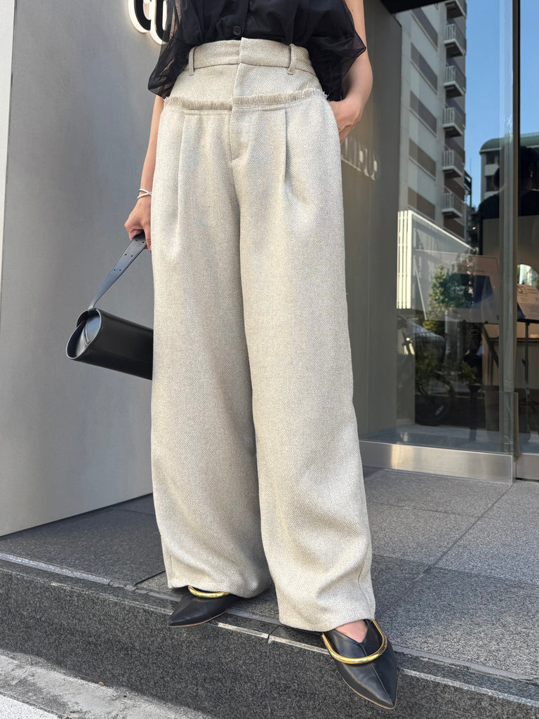 ツイード切替フリンジパンツ / アイボリー – fosie