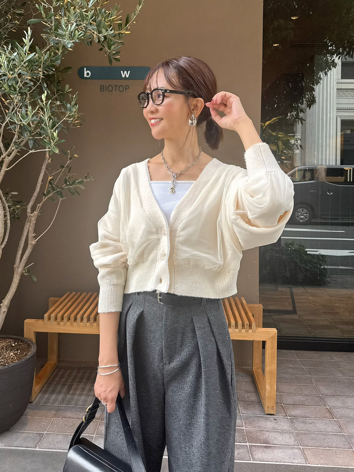 チュールニットカーディガン / アイボリー