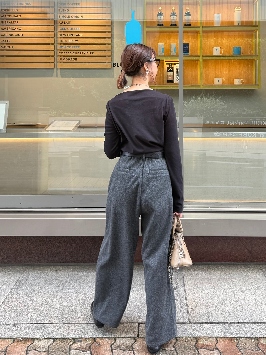 ベロアボートネックプルオーバー / ブラック