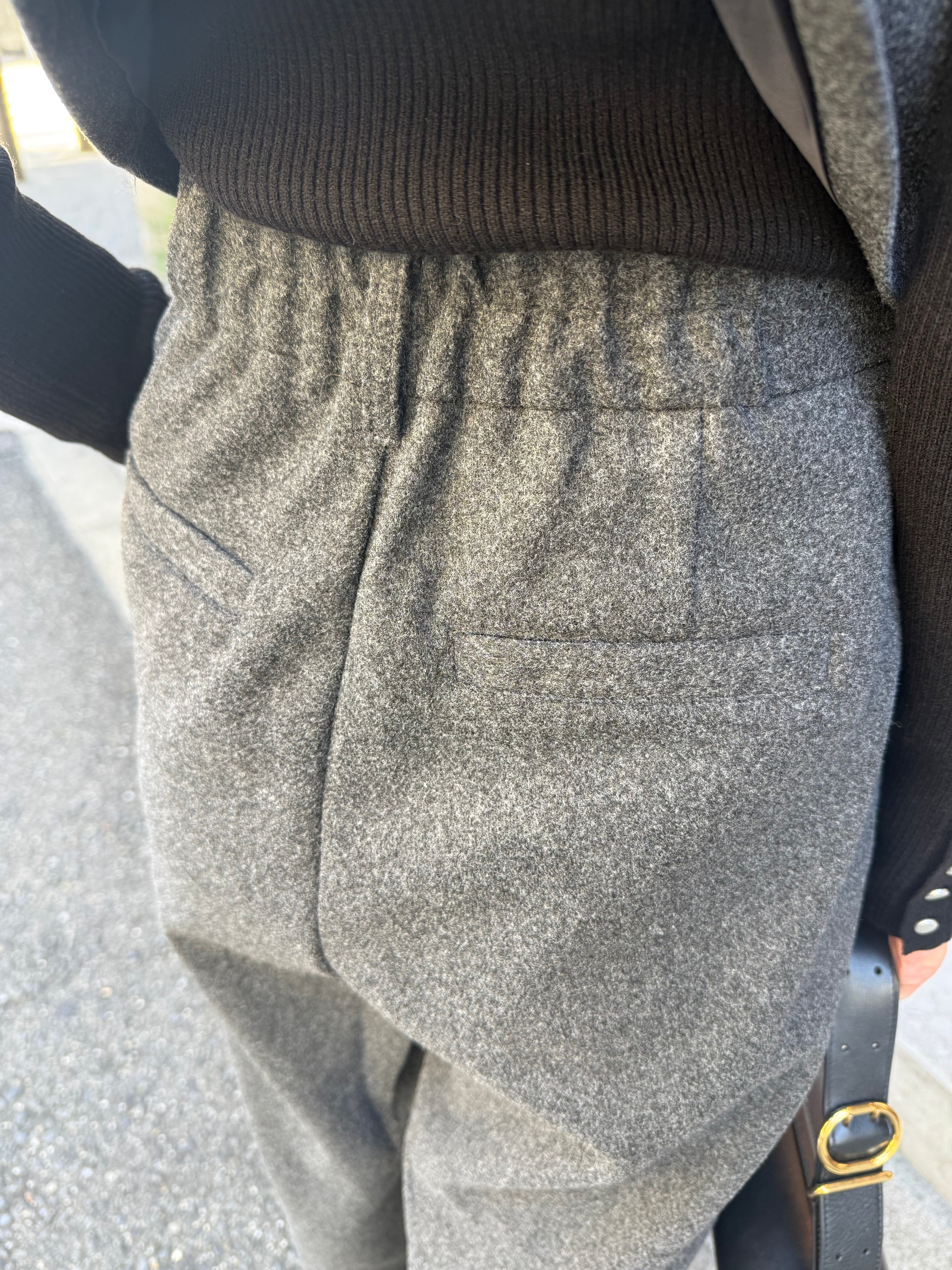 ｆｏｓiｅ　2点SET ウールライクビスチェ ウールライクタックワイドパンツ 予約】ウールライクタックワイドパンツ / チャコール(11月下旬発送予定