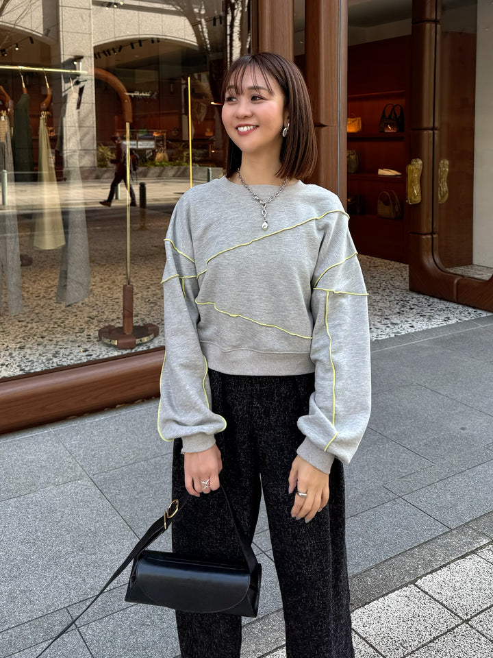 【予約】配色メロープルオーバー／グレー(2月下旬発送予定)