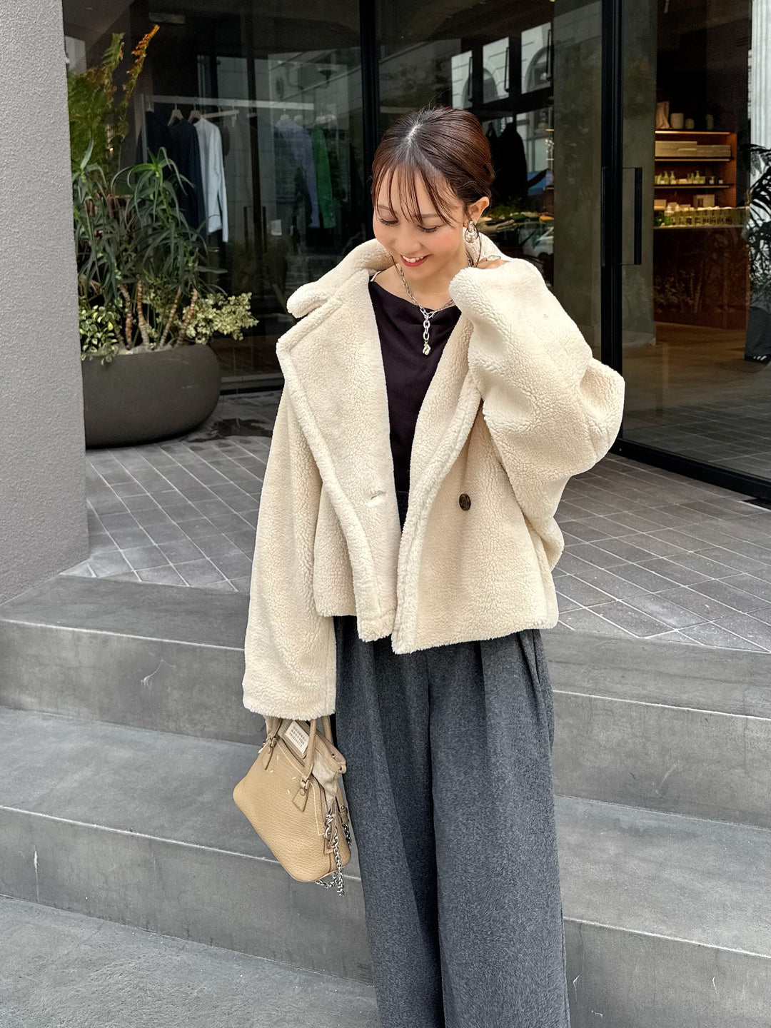 【予約】ボアショートコート / ライトベージュ(12月中旬発送予定)