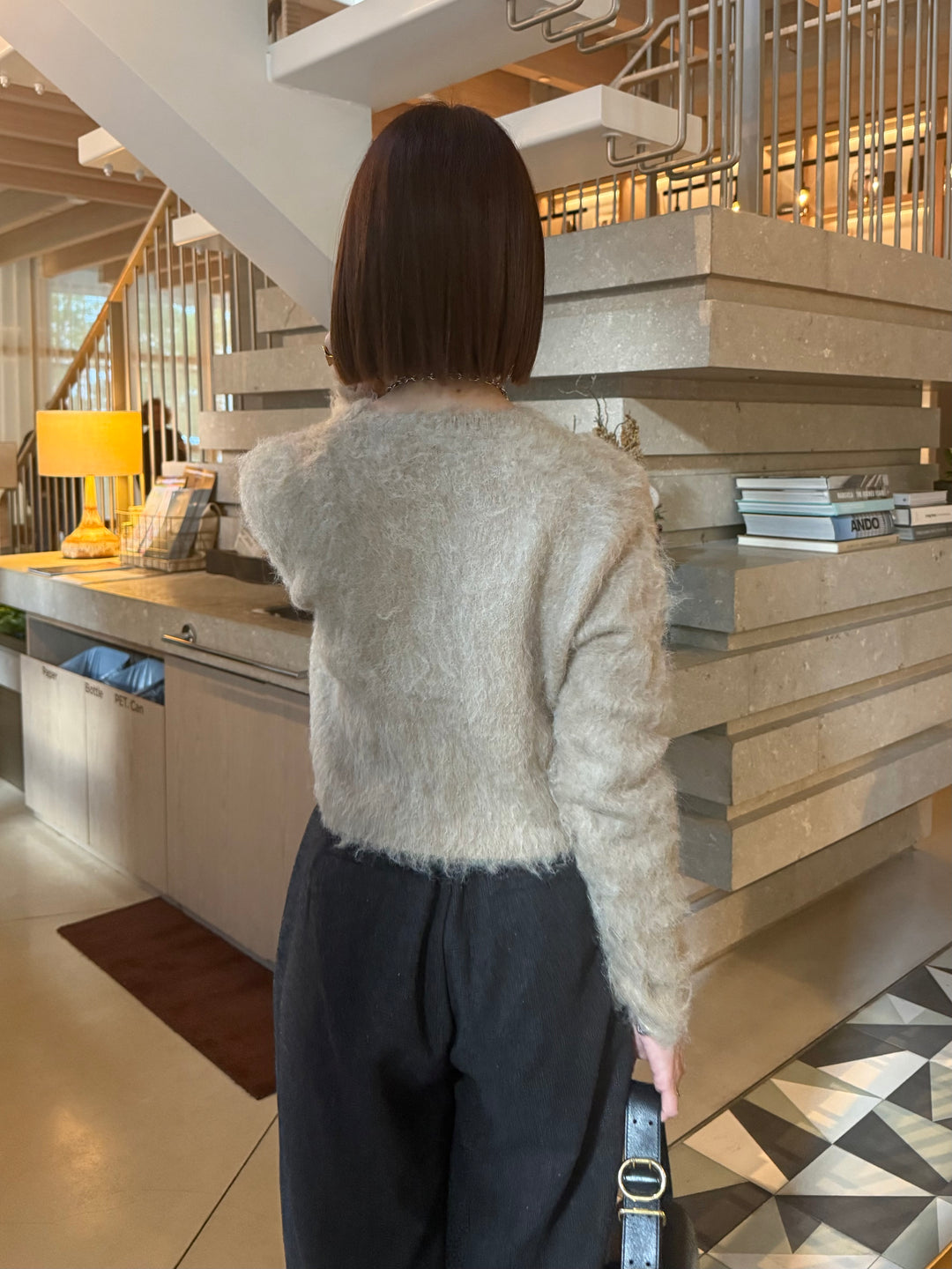 モヘアタッチクロップドカーディガン / ベージュ