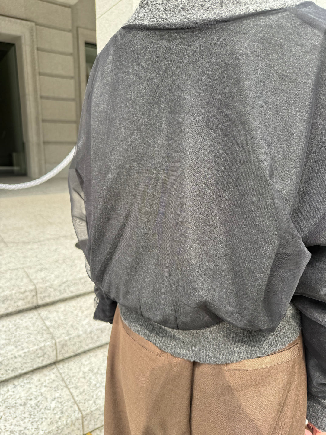 チュールニットカーディガン / ブラック