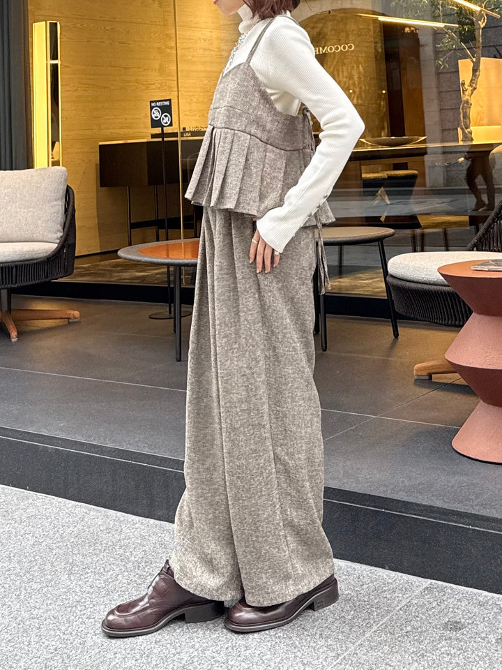 【予約】サマーツイードタックパンツ / ブラウン(2月中旬頃発送予定)