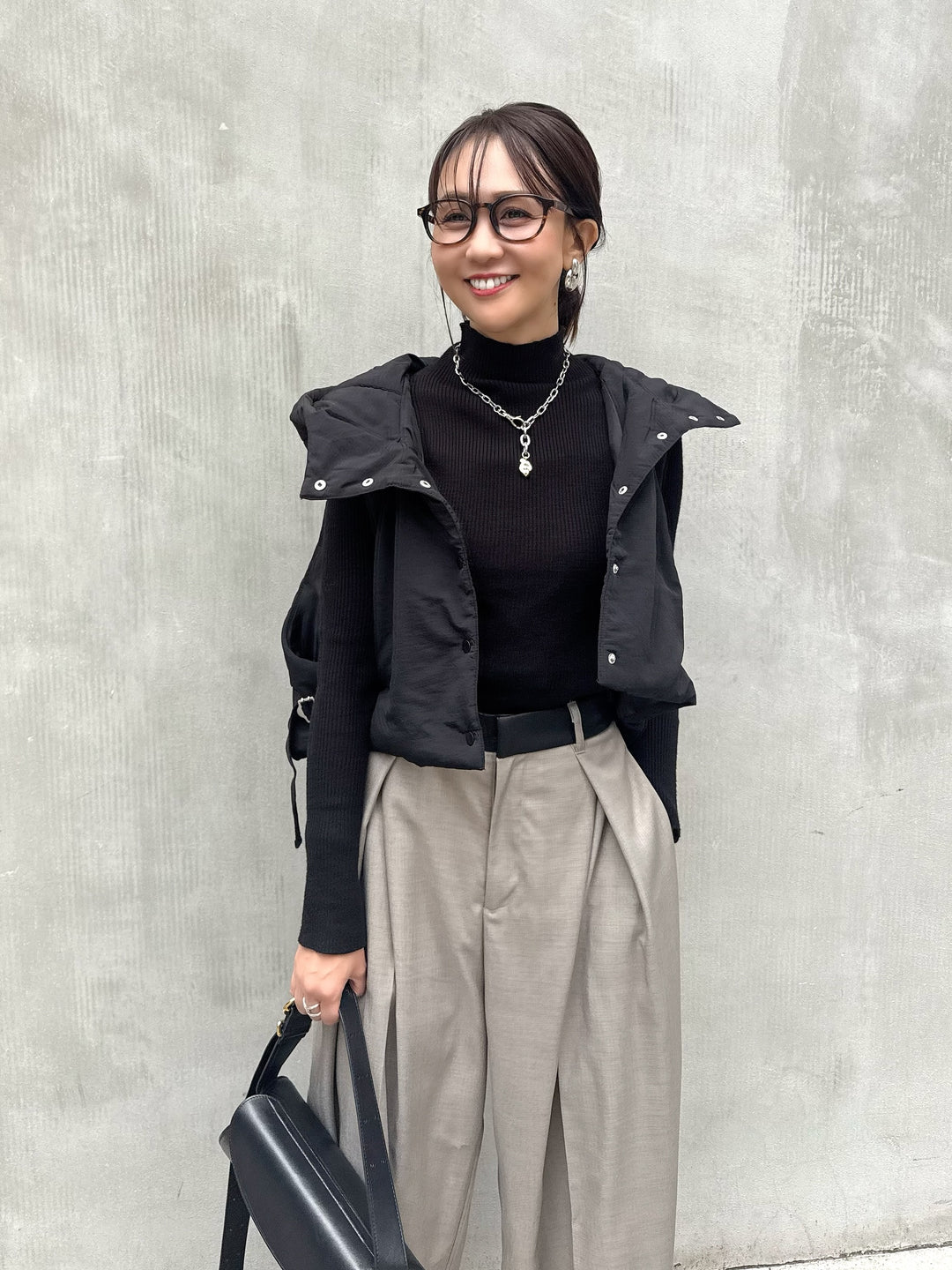 中綿フードベスト / ブラック