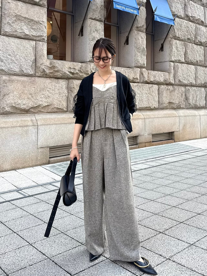 袖チュールカーディガン / ブラック